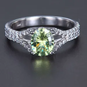 14K White Gold Chrysoberyl and Diamond  Ring 1.39 Carats