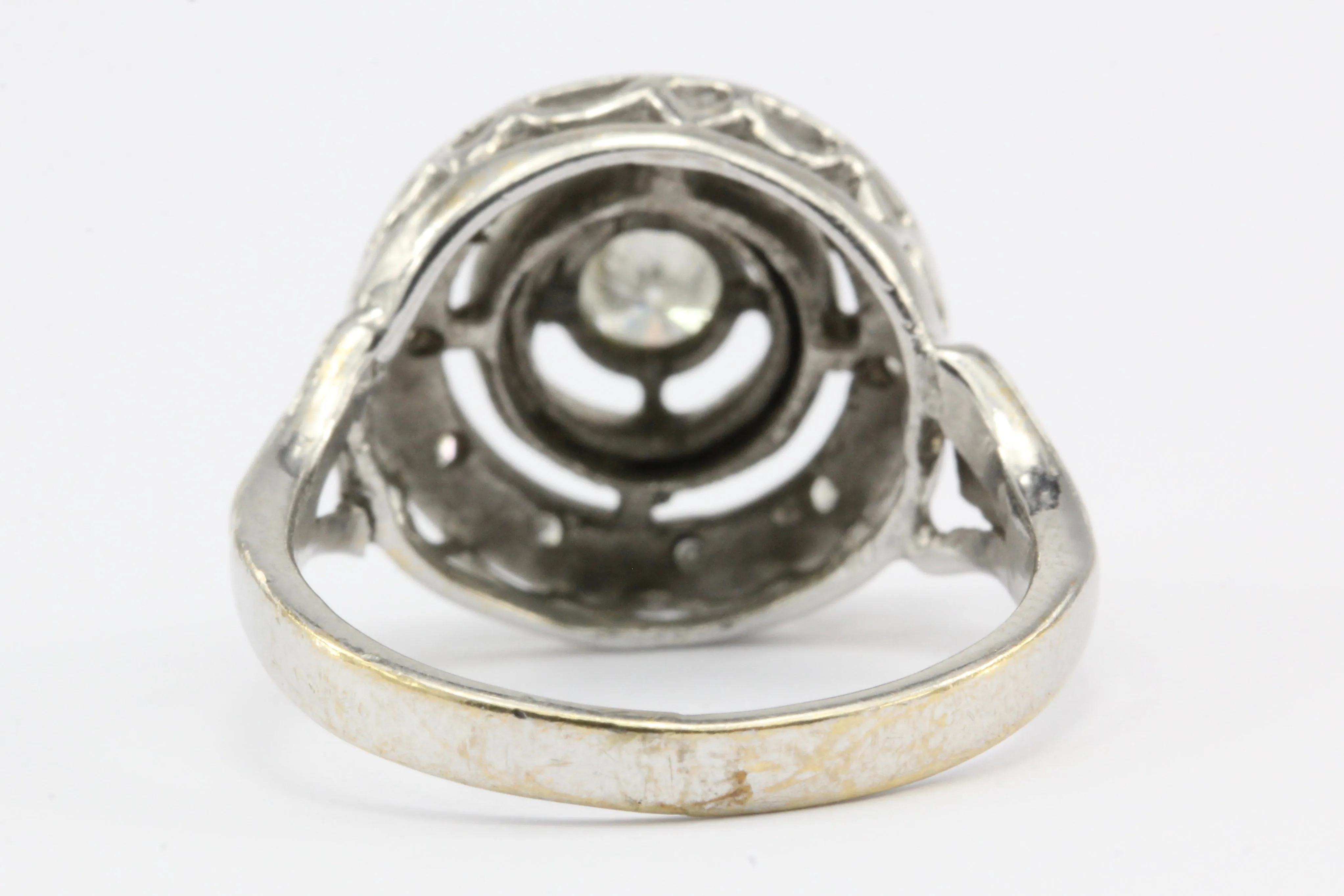14K White Gold Concentric Circles Diamond Ring Size 6