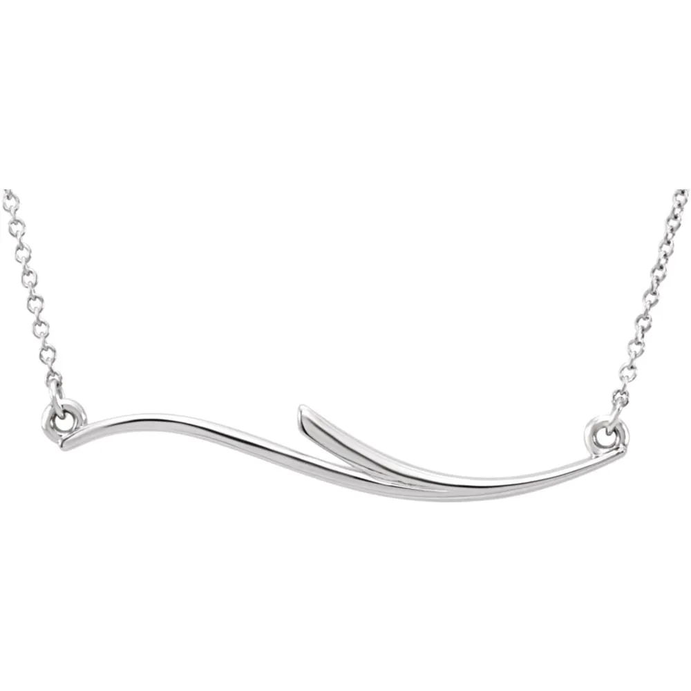 14k White Gold Curvilinear Bar 17.5" Necklace