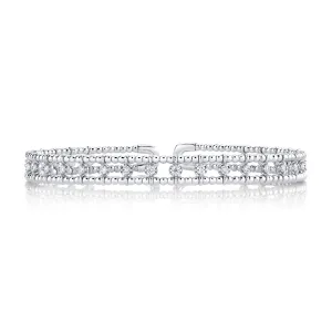 14K White Gold Diamond Beaded Cuff Bracelet (0.68ctw)