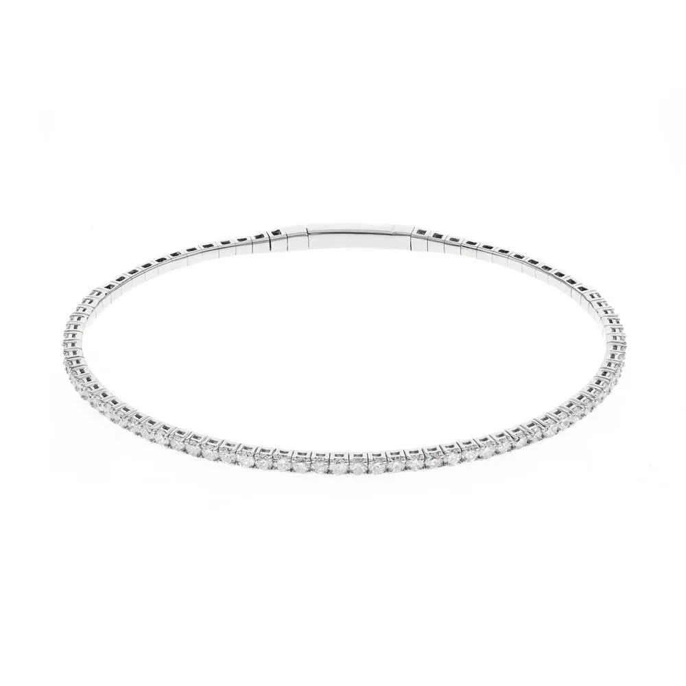 14k White Gold Diamond Flex Bangle, 2.35CTW