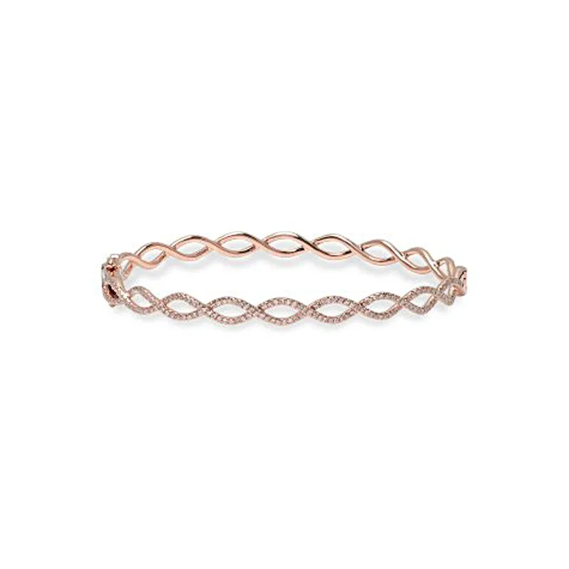 14k White Gold Diamond Twist Bangle