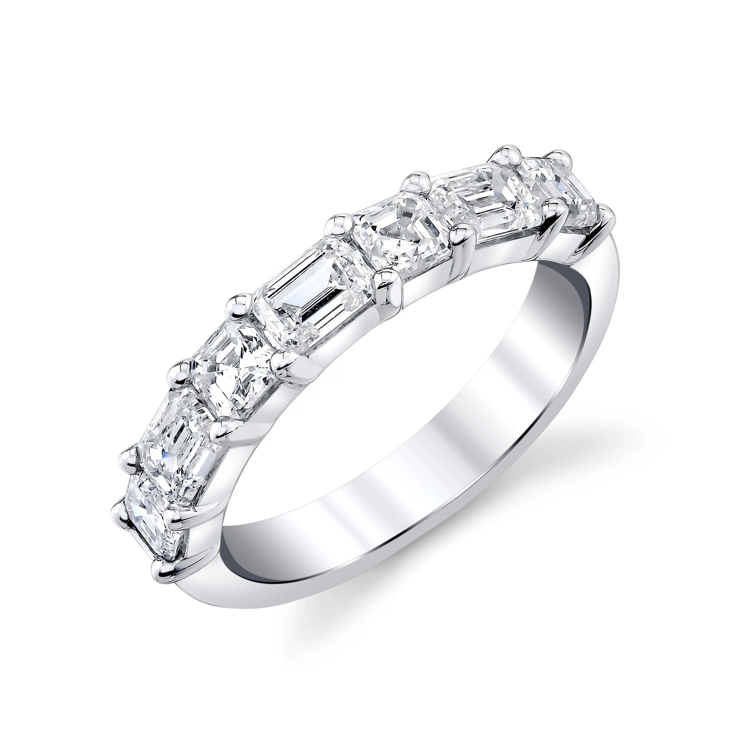 14K White Gold Emerald And Asscher Cut Diamond Ring (1.75ctw)