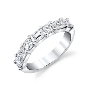 14K White Gold Emerald And Asscher Cut Diamond Ring (1.75ctw)