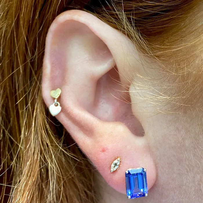 14K White Gold Emerald Cut Tanzanite Studs 3.66 Carats