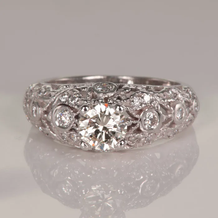 14K White Gold Estate Diamond Ring  .80ct