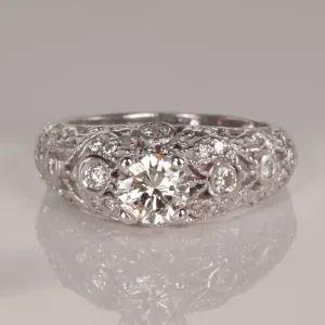 14K White Gold Estate Diamond Ring  .80ct