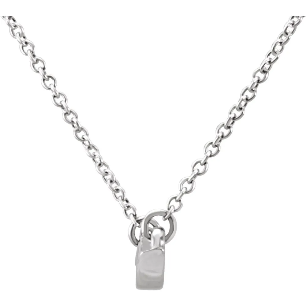 14k White Gold Freeform Bar 17.44" Necklace
