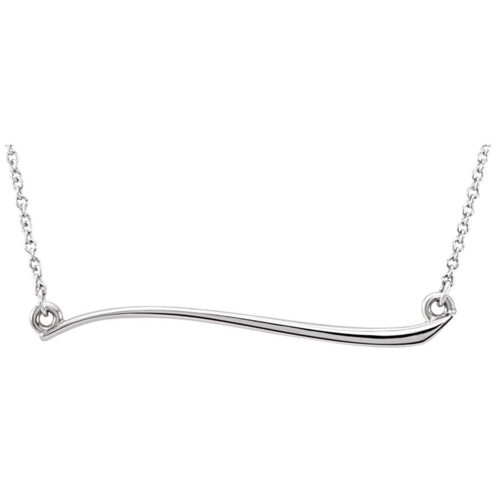 14k White Gold Freeform Bar 17.44" Necklace