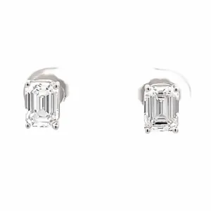 14K White Gold Lab-Grown Emerald Cut Diamond Stud Earrings (1.99ctw)