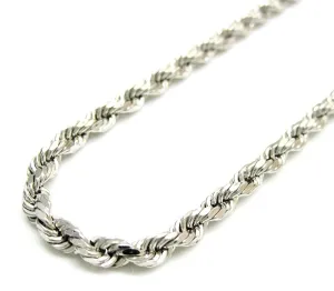 14K White Gold Men's 4MM Diamond Cut Ropes Chain