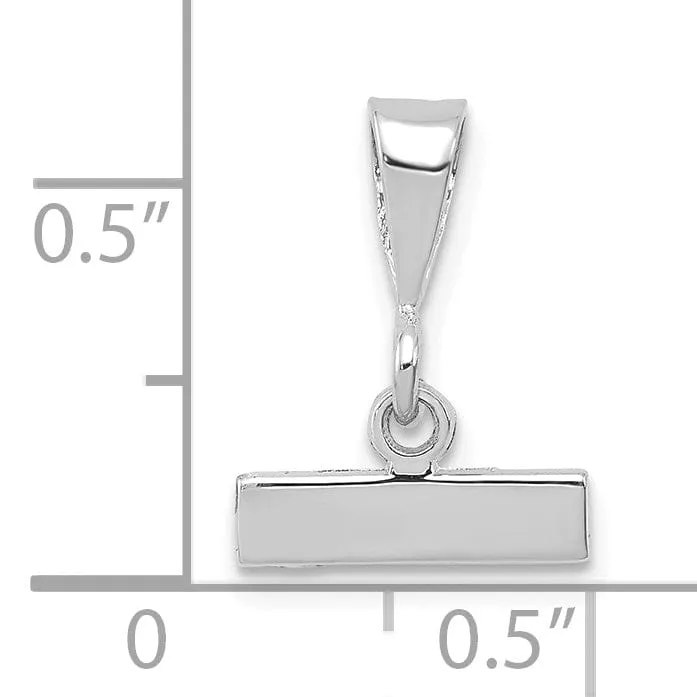 14k White Gold Polished Finish Small Size Top Bar for Number Charm Pendant