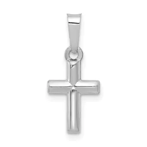 14k White Gold Rhodium 3-D Cross Design Pendant
