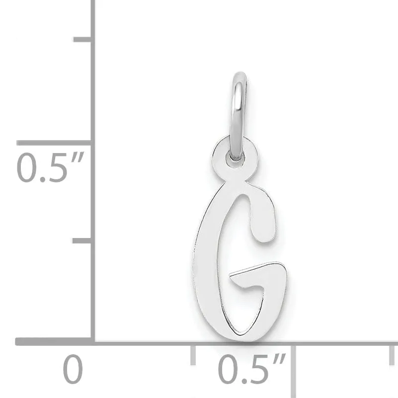 14k White Gold Small Slanted Block Letter G Initial Pendant