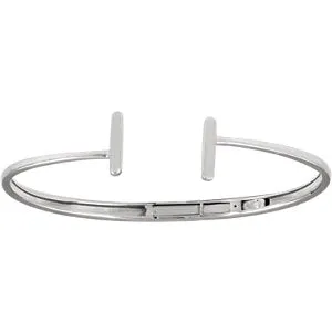 14K White Hinged Cuff Bar Bracelet 7"