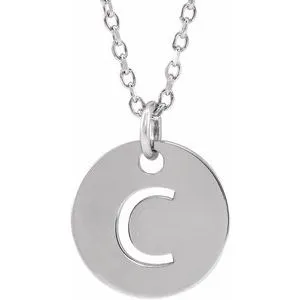 14K White Initial C 16-18" Necklace