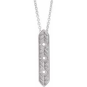 14K White Vintage-Inspired Vertical Bar 16" Necklace