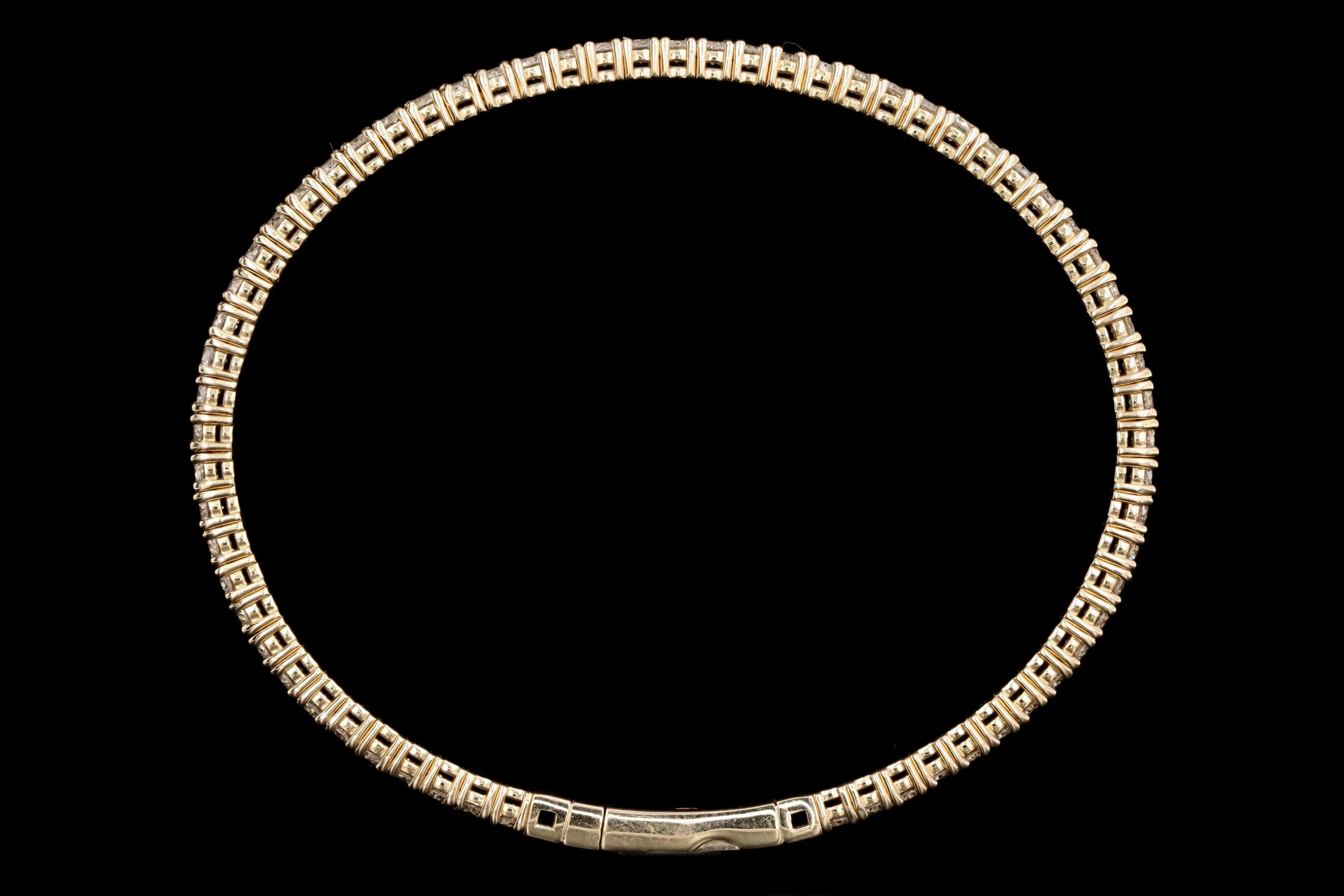 14K White, Yellow, or Rose Gold 3.30 Carat Total Weight Round Diamond Flexible Bangle