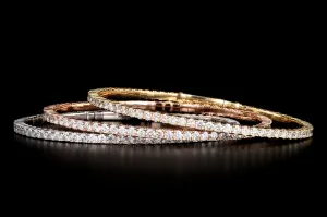 14K White, Yellow, or Rose Gold 3.30 Carat Total Weight Round Diamond Flexible Bangle