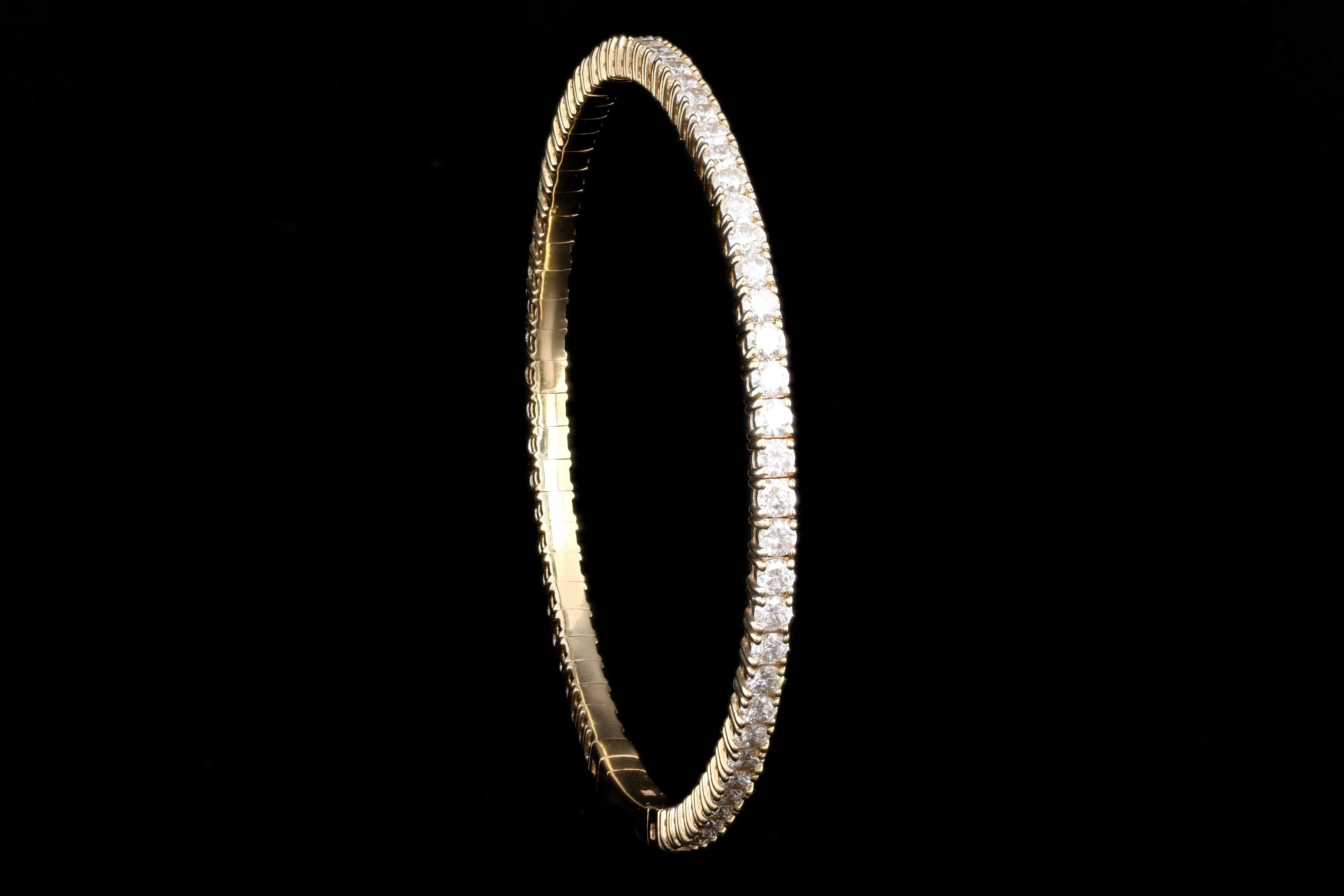 14K White, Yellow, or Rose Gold 3.30 Carat Total Weight Round Diamond Flexible Bangle