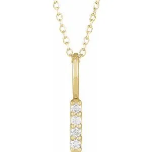 14K Yellow .07 CTW Natural Diamond Vertical Bar 16-18" Necklace