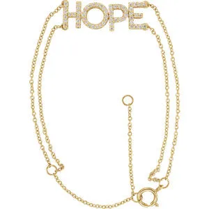 14K Yellow 1/4 CTW Diamond Hope 5-7" Bracelet