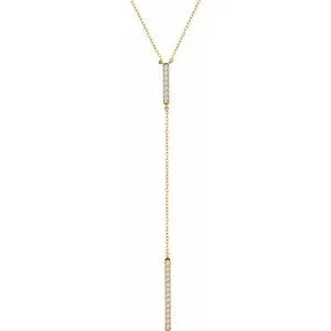 14K Yellow 1/5 CTW Diamond Bar "Y" 16-18" Necklace
