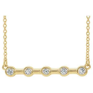 14K Yellow 1/6 CTW Diamond Bezel-Set Bar 16"  Necklace