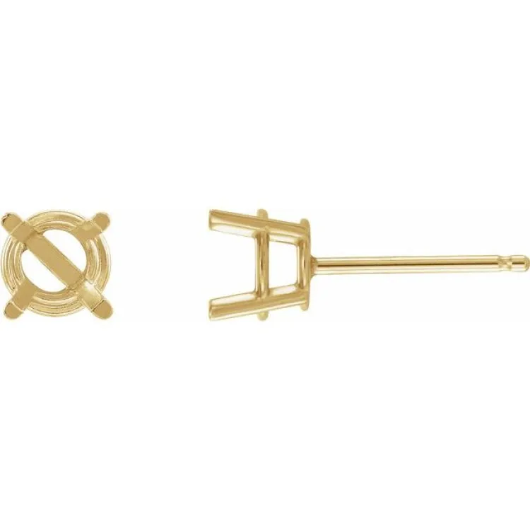14K Yellow 4 mm Natural Emerald Stud Earrings