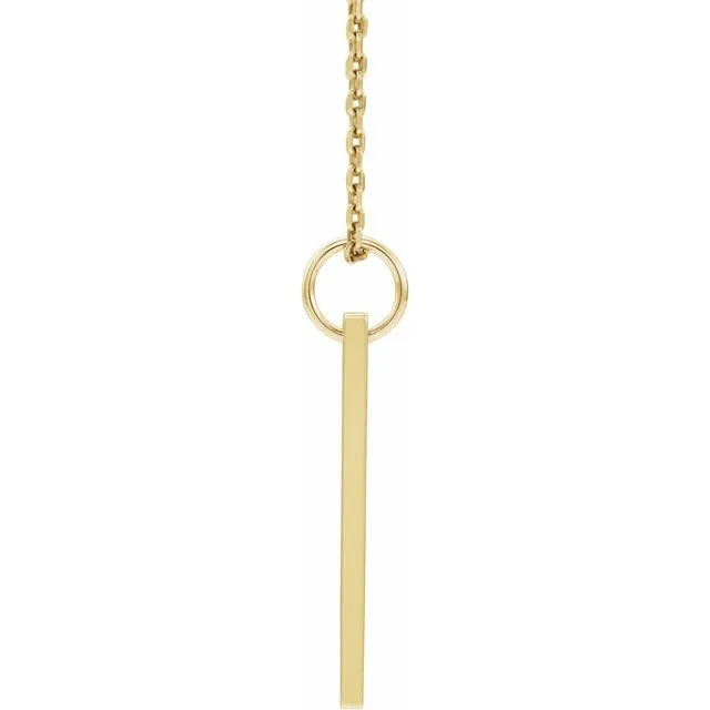 14K Yellow Gold .03 CT Natural Diamond Bar 16-18" Necklace
