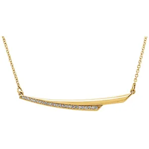 14k Yellow Gold .08 CTW Diamond Bar 17.5" Necklace