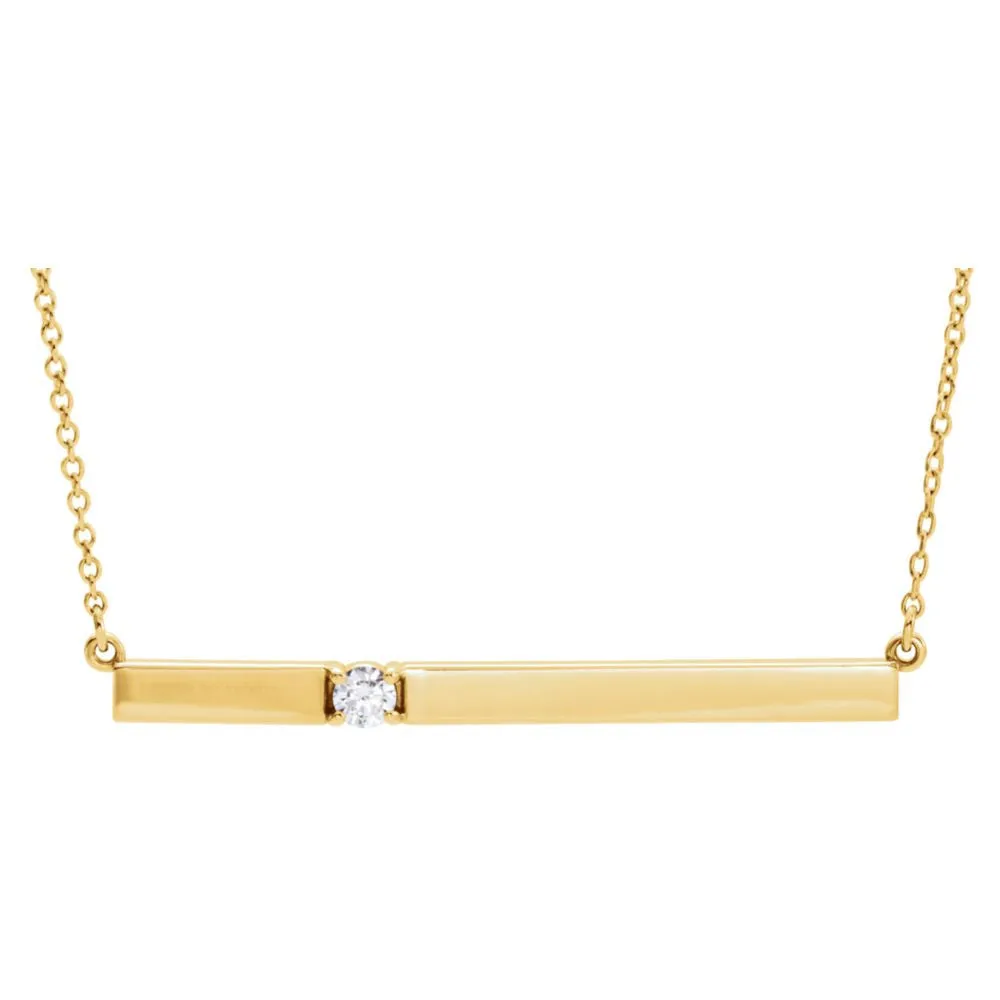 14k Yellow Gold 1/10 CTW Diamond Bar 17.5" Necklace