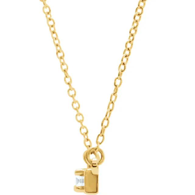 14k Yellow Gold 1/10 CTW Diamond Bar 17.5" Necklace