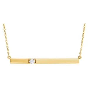 14k Yellow Gold 1/10 CTW Diamond Bar 17.5" Necklace