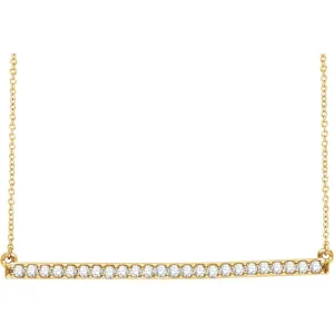 14k Yellow Gold 1/3 CTW Diamond Bar 16-18" Necklace