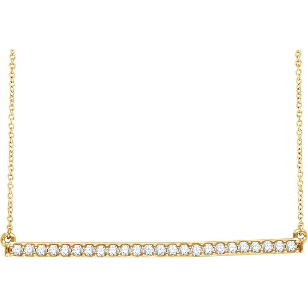 14k Yellow Gold 1/3 CTW Diamond Bar 16-18" Necklace