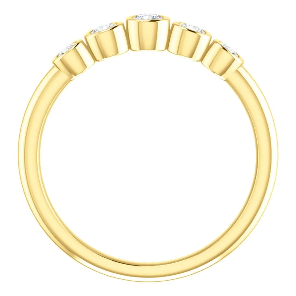 14k Yellow Gold 1/4 CTW Diamond Graduated Bezel Set Ring, Size 7