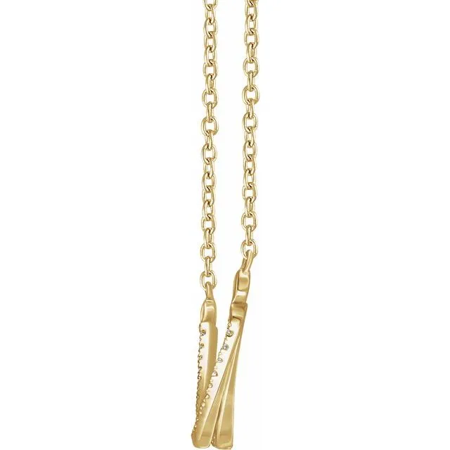 14K Yellow Gold 1/4 CTW Natural Diamond Twisted Bar 16-18" Necklace