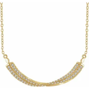 14K Yellow Gold 1/4 CTW Natural Diamond Twisted Bar 16-18" Necklace