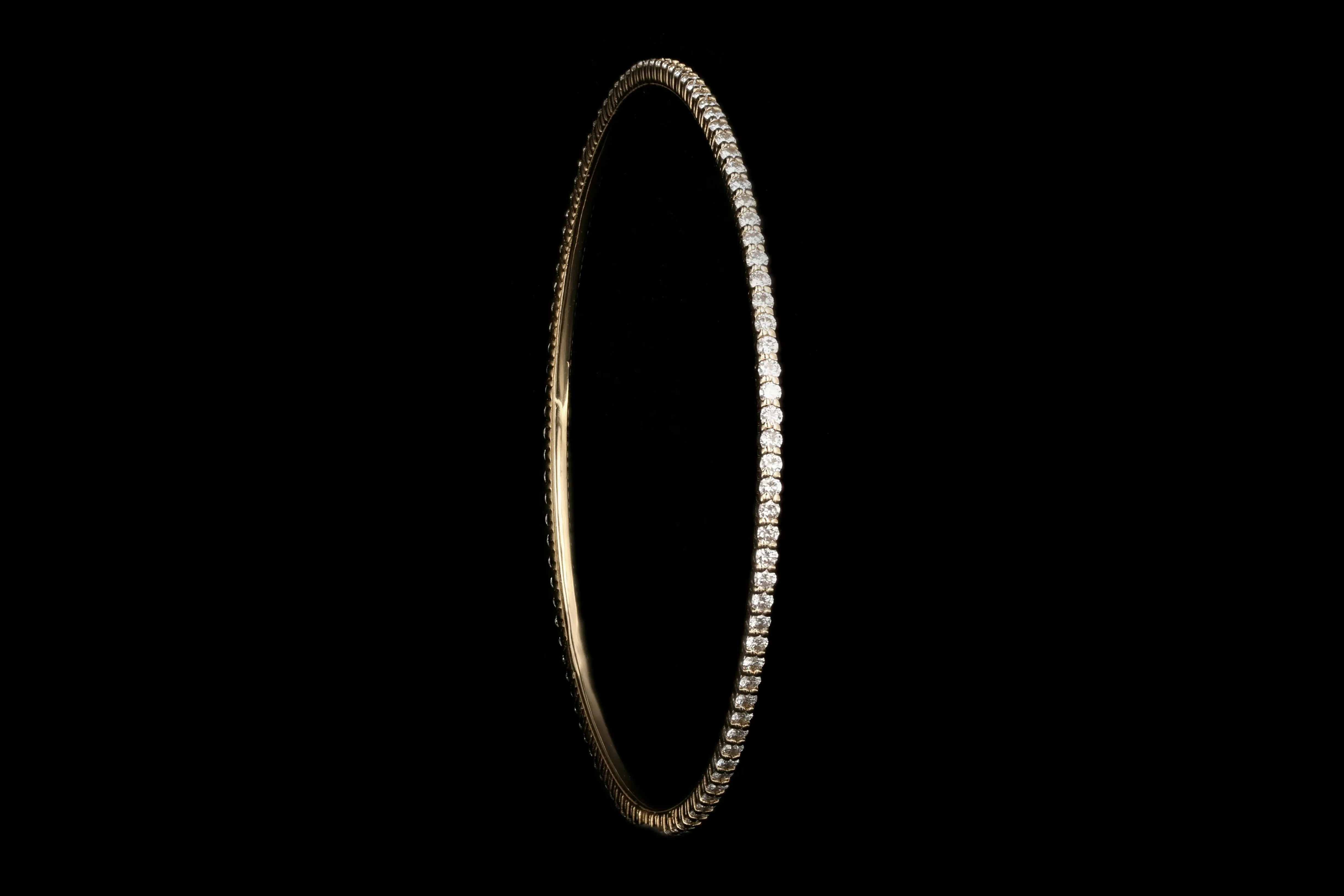 14K Yellow Gold 2.87 Carat Diamond Bangle