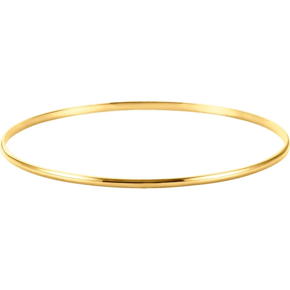 14k Yellow Gold 2mm Half Round Bangle Bracelet