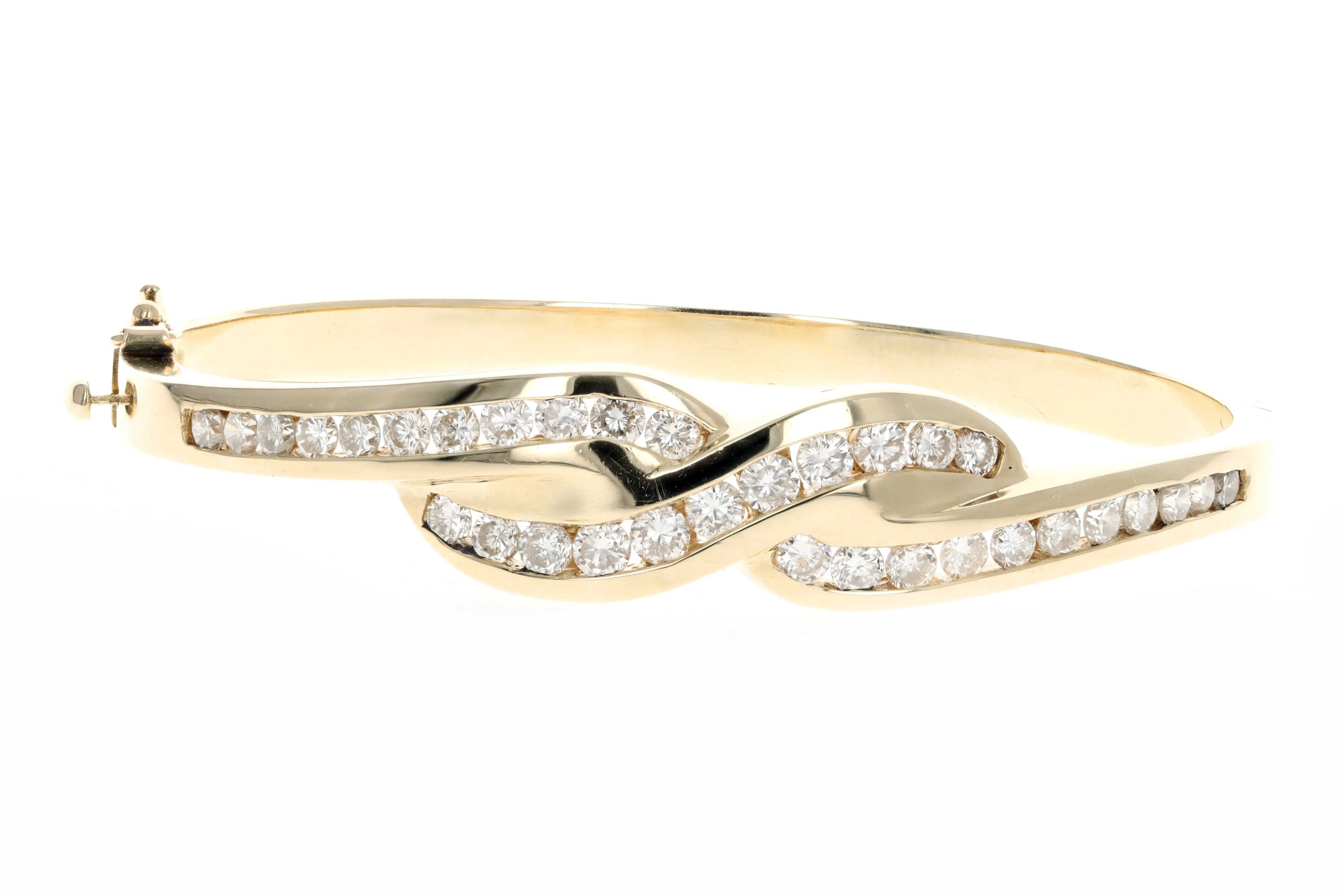 14K Yellow Gold 3 Carat Total Weight Diamond Bangle
