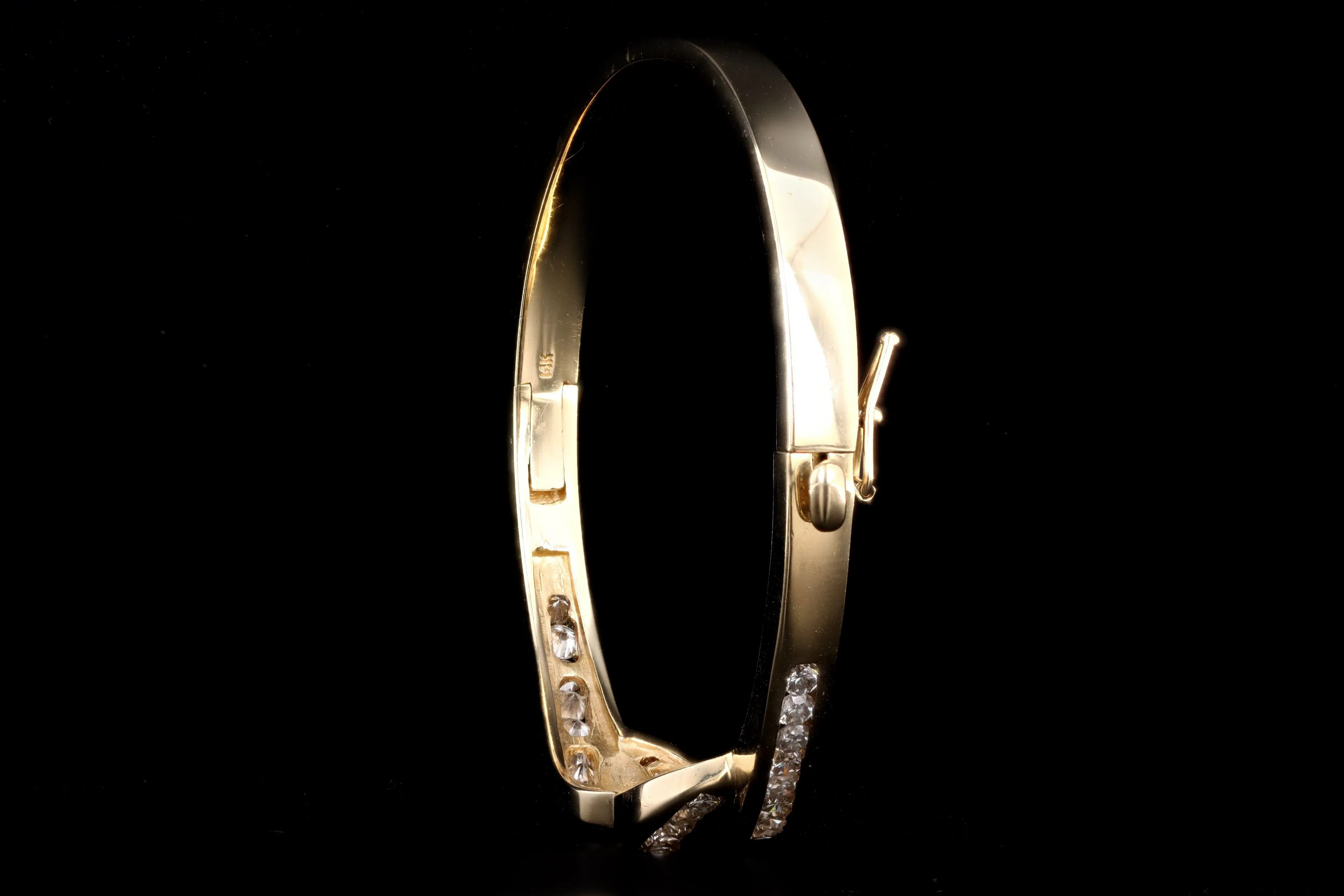 14K Yellow Gold 3 Carat Total Weight Diamond Bangle