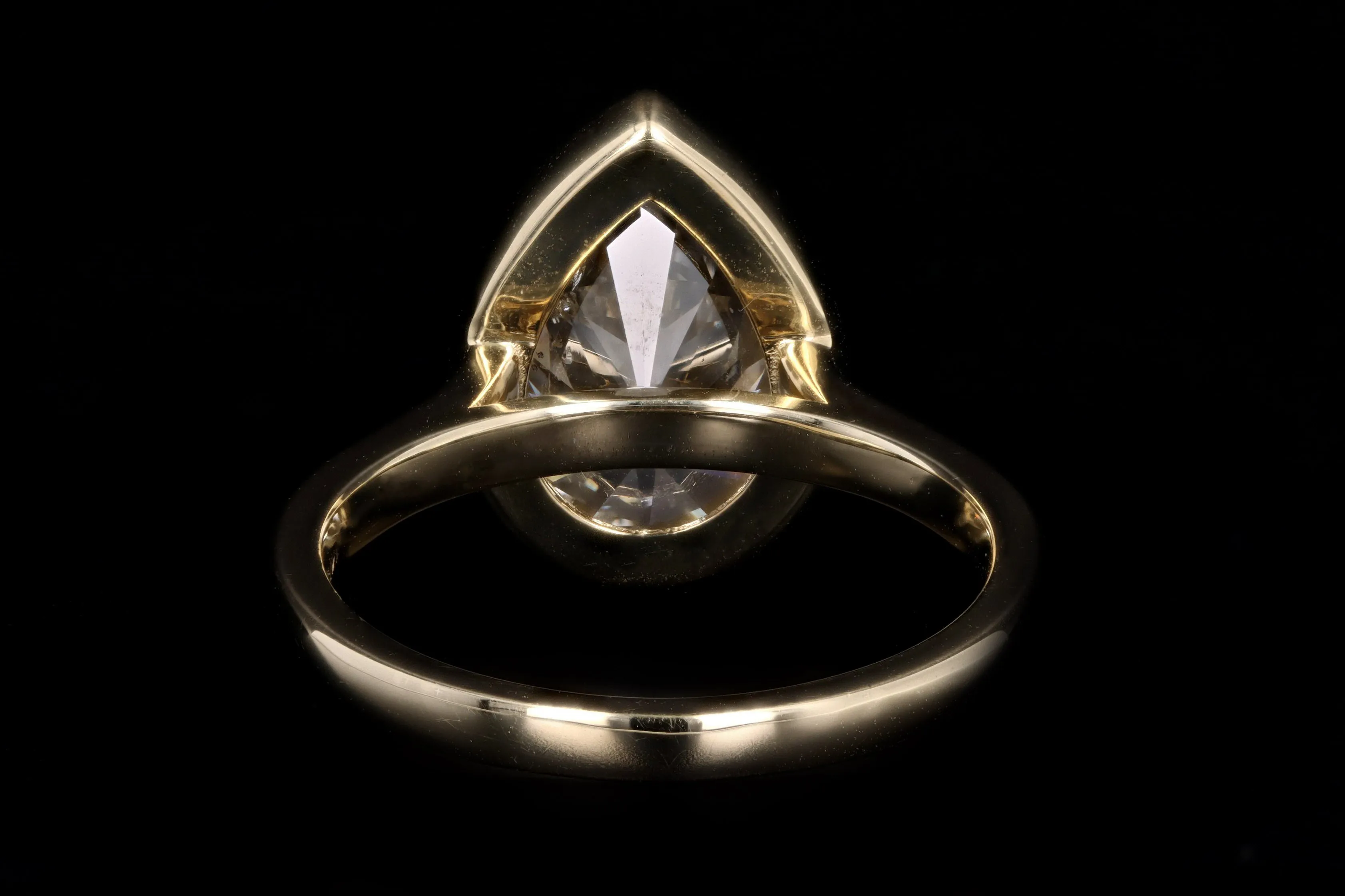 14K Yellow Gold 3.47 Carat Pear Cut Diamond Engagement Ring