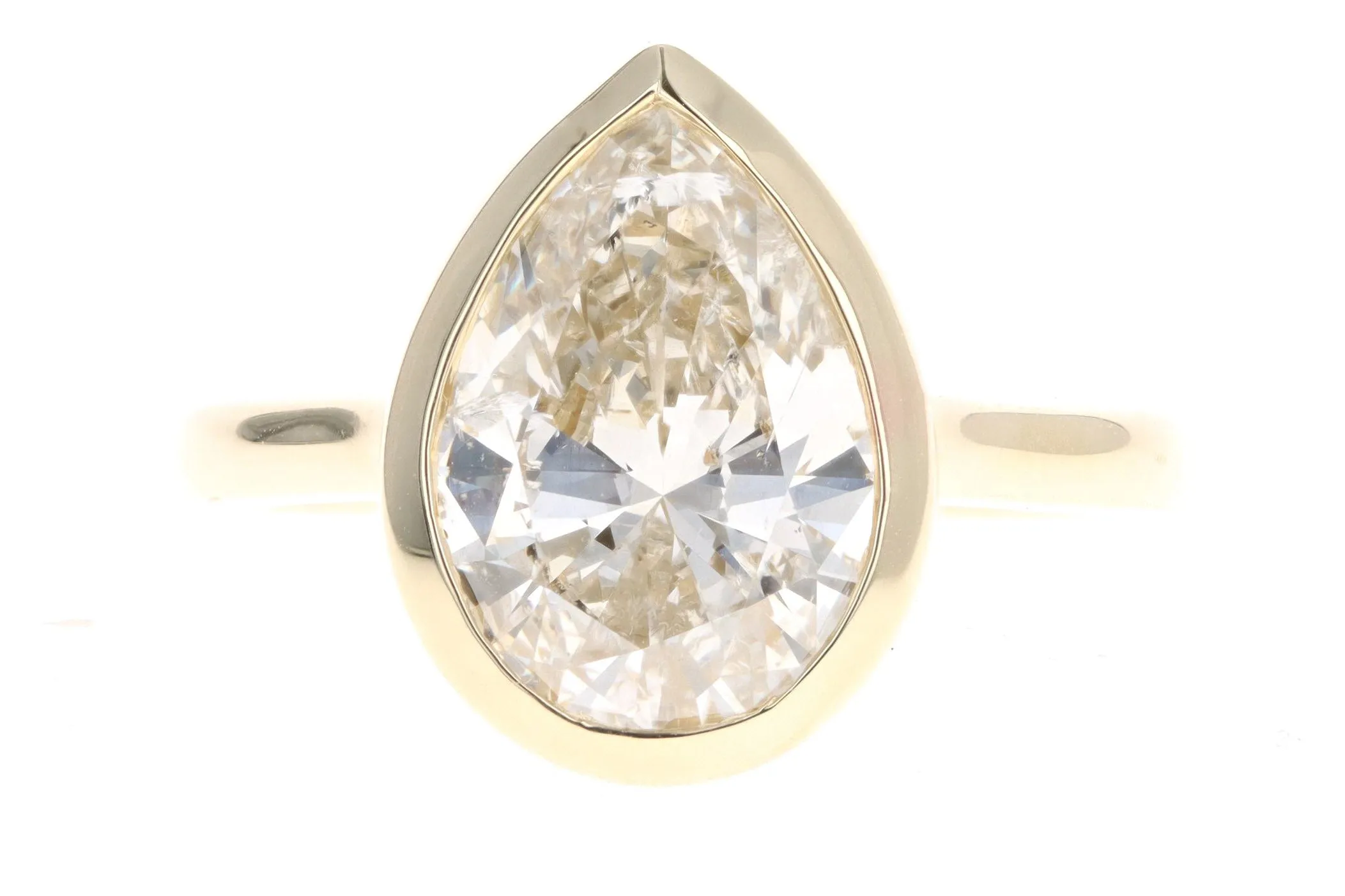 14K Yellow Gold 3.47 Carat Pear Cut Diamond Engagement Ring