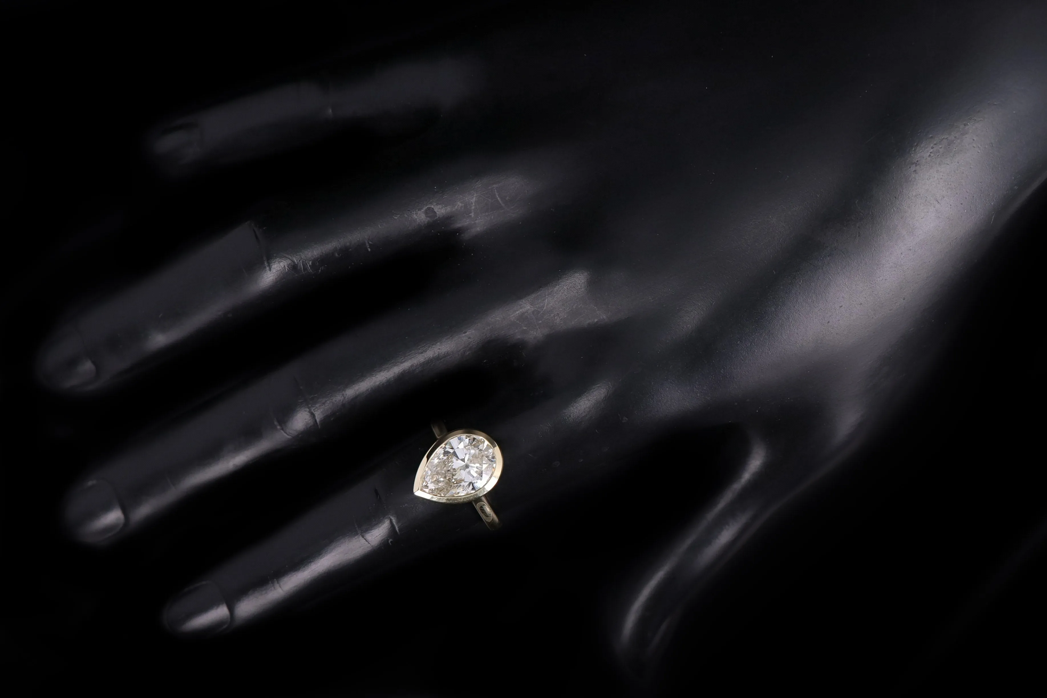14K Yellow Gold 3.47 Carat Pear Cut Diamond Engagement Ring