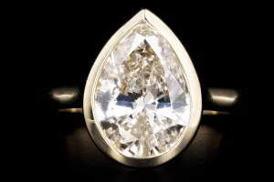 14K Yellow Gold 3.47 Carat Pear Cut Diamond Engagement Ring