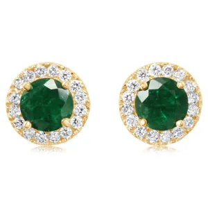 14K Yellow Gold Brazilian Emerald/Diamond Earrings
