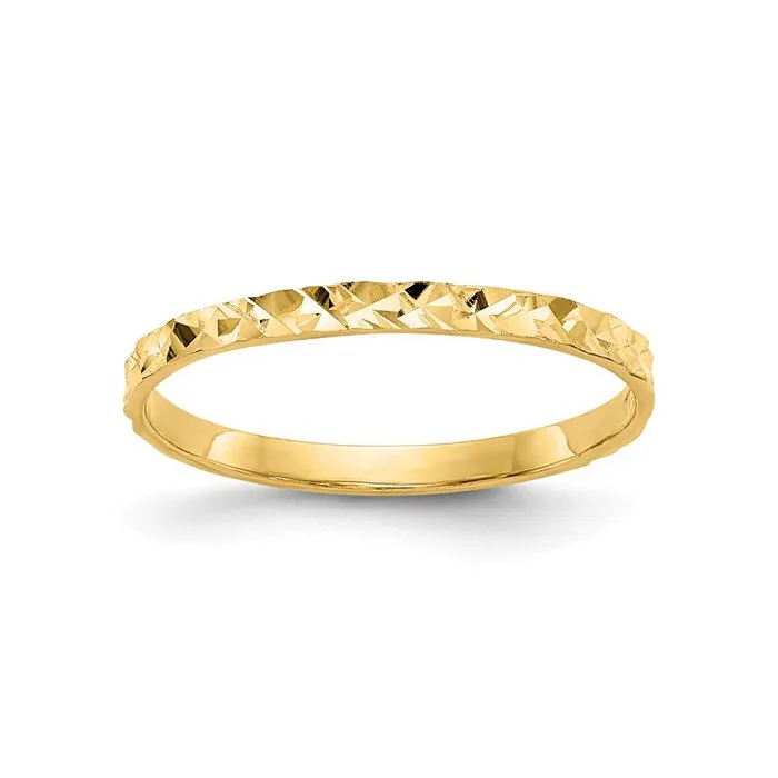 14K Yellow Gold Diamond Cut Childs Band Ring
