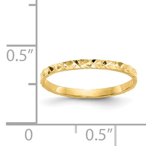 14K Yellow Gold Diamond Cut Childs Band Ring